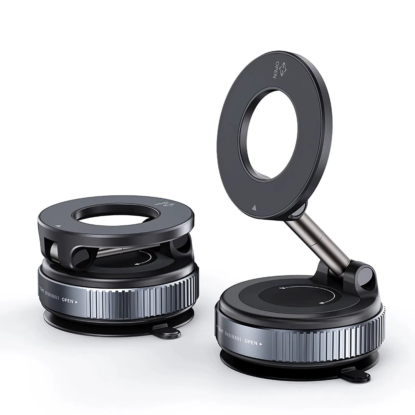 Car Phone Magnetic Stand Mechanical Vacuum Suction Cup Rotate 360° Magnetic Adsorption Bracket Navigation Universal Holder
